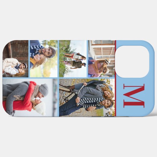 Monogram 6 fotocollage blauw rood Case-Mate iPhone case (Achterkant (horizontaal))