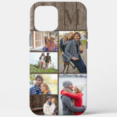 Monogram 6 Fotocollage Bruin Hout Case-Mate iPhone Case (Achterkant)
