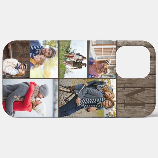 Monogram 6 Fotocollage Bruin Hout Case-Mate iPhone Case (Achterkant (horizontaal))