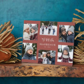 Monogram 6 fotocollage familienaam stoffig roos fotoplaat (Zijkant)