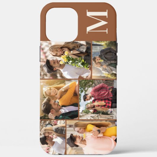 Monogram 6 fotocollage horizontaal bruin Case-Mate iPhone case (Achterkant)