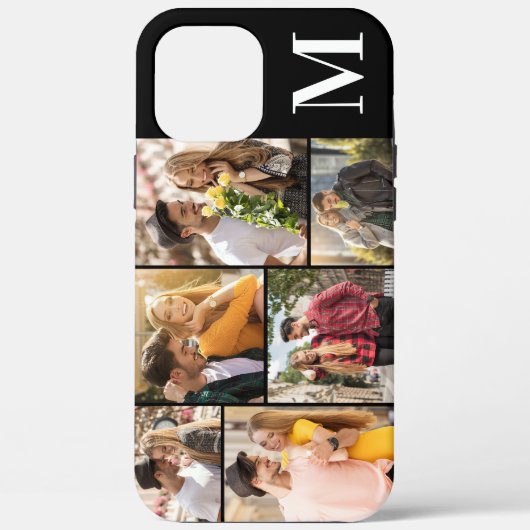 Monogram 6 Fotocollage Horizontaal Zwart Wit Case-Mate iPhone Case (Achterkant)