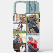 Monogram 6 fotocollage kustblauw hout Case-Mate iPhone case (Achterkant)