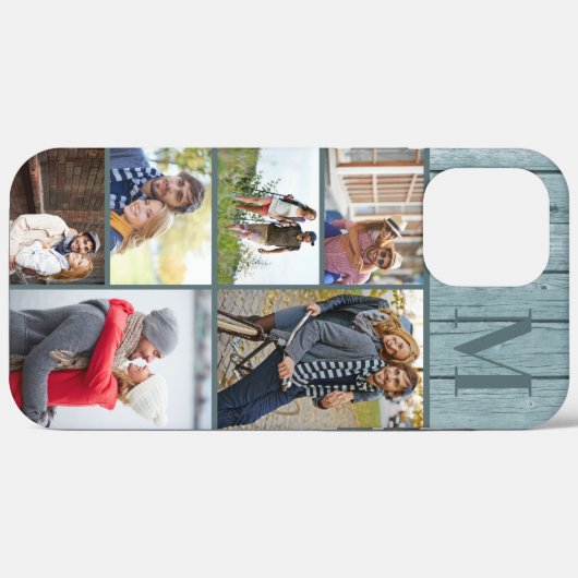 Monogram 6 fotocollage kustblauw hout Case-Mate iPhone case (Achterkant (horizontaal))