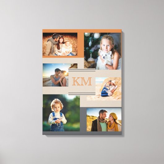 Monogram 6 fotocollage op Warm en Trendy Canvas Afdruk (Voorkant)