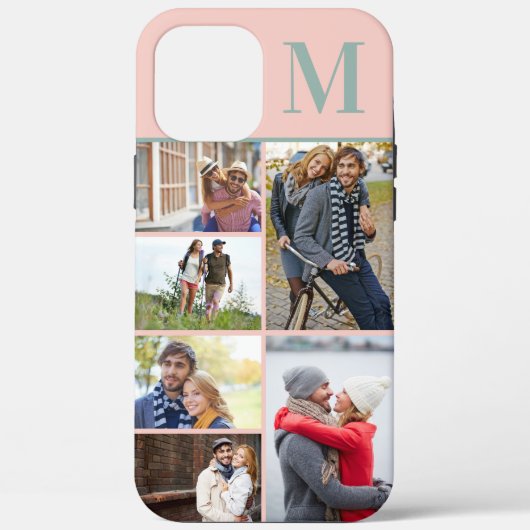 Monogram 6 Fotocollage Perzik Groen Case-Mate iPhone Case (Achterkant)
