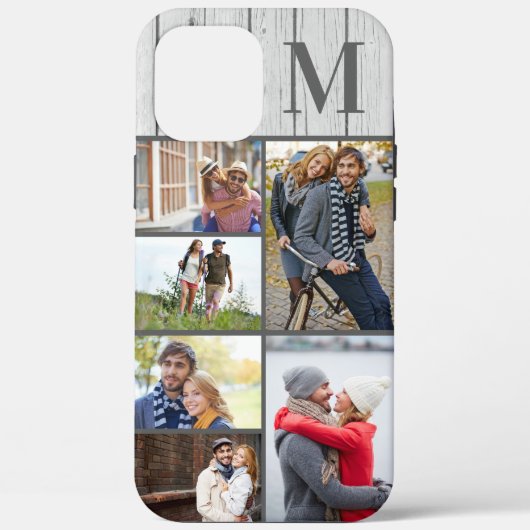 Monogram 6 Fotocollage witgekalkt hout Case-Mate iPhone Case (Achterkant)