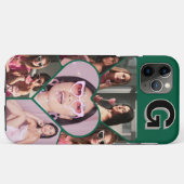Monogram 6-Photo Collage Blauwgroen iPhone Case (Achterkant (horizontaal))