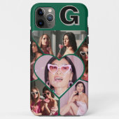 Monogram 6-Photo Collage Blauwgroen iPhone Case (Achterkant)