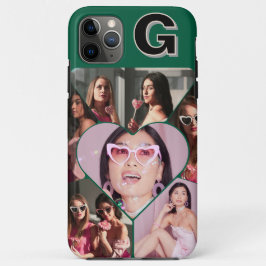 Monogram 6-Photo Collage Blauwgroen iPhone Case