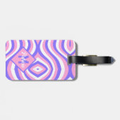 Monogram 70s Groovy roze & paarse psychedelische Bagagelabel (Achterkant horizontaal)