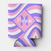 Monogram 70s Groovy roze & paarse psychedelische Blikjeskoeler (Voorkant)