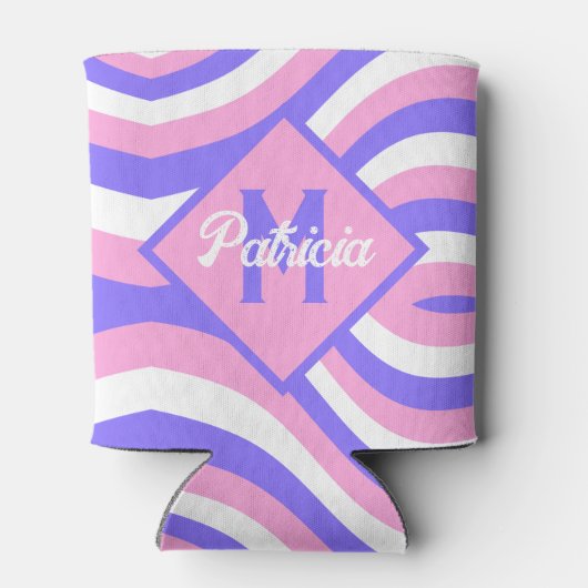 Monogram 70s Groovy roze & paarse psychedelische Blikjeskoeler (Achterkant)