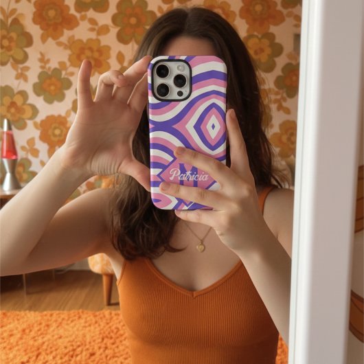 Monogram 70s Groovy roze & paarse psychedelische Case-Mate iPhone Case