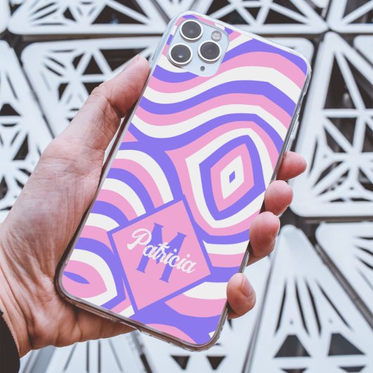 Monogram 70s Groovy roze & paarse psychedelische Case-Mate iPhone Case