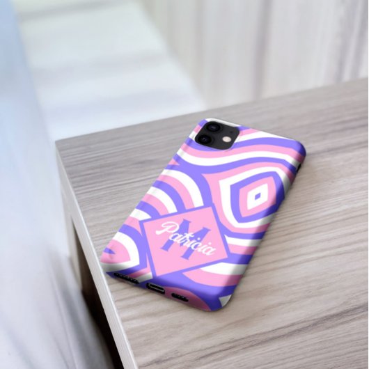 Monogram 70s Groovy roze & paarse psychedelische Case-Mate iPhone Case
