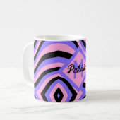 Monogram 70s roze & paarse psychedelische zwart koffiemok (Voorkant links)