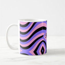 Monogram 70s roze & paarse psychedelische zwart koffiemok