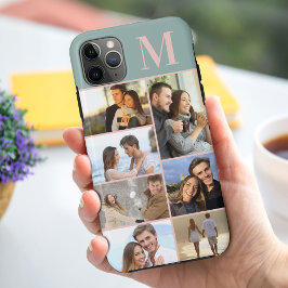 Monogram 7 Fotocollage op groen Case-Mate iPhone Case