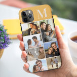 Monogram 7 Fotocollage op Oker Geel Case-Mate iPhone Case<br><div class="desc">Monogram fotocollage iPhone hoesje dat u kunt personaliseren met 7 van uw favoriete foto's en uw initiaal. De sjabloon is klaar voor u om uw foto's toe te voegen, werken van boven naar beneden aan de linkerkant, dan van boven naar beneden aan de rechterkant. Het ontwerp heeft een okergele achtergrond...</div>