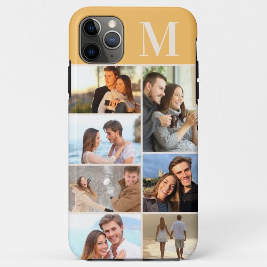 Monogram 7 Fotocollage op Oker Geel Case-Mate iPhone Case (Achterkant)