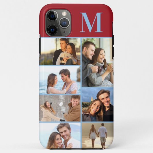 Monogram 7 Fotocollage op rood Case-Mate iPhone Case (Achterkant)