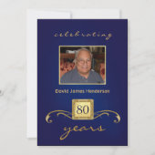 Monogram 80e verjaardag Foto van uitnodigingen van (Voorkant)