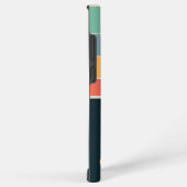 Monogram 80s marineblauw en roze strepen samsung galaxy hoesje (Rechterkant)