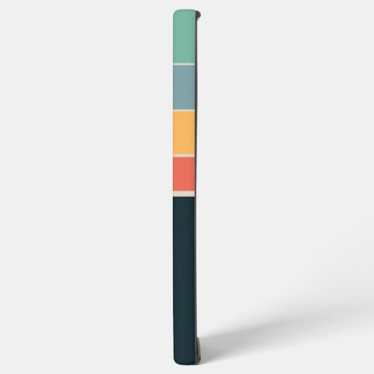 Monogram 80s  marineblauw en roze strepen samsung galaxy hoesje (Linkerkant)