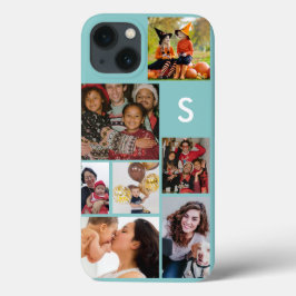 Monogram 8 foto collage blauw Case-Mate iPhone case