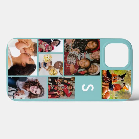 Monogram 8 foto collage blauw Case-Mate iPhone case (Achterkant (horizontaal))