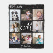 Monogram 8 Foto Collage Colorful Confetti Black Fleece Deken (Voorkant)
