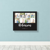 monogram 8 foto familie collage zwart canvas afdruk (Insitu (Houten vloer))