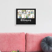 monogram 8 foto familie collage zwart canvas afdruk (Insitu (Woonkamer))