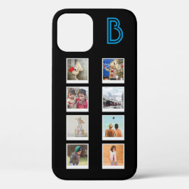Monogram 8 foto Sjabloon Collage Modern Blauw Case-Mate iPhone Case