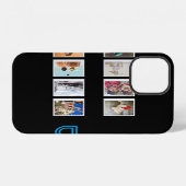 Monogram 8 foto sjabloon collage modern blauw iPhone hoesje (Achterkant horizontaal)