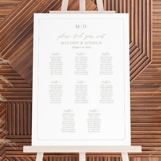 Monogram 8 Tafels Stoelenindeling Rand Poster