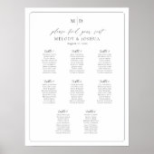 Monogram 8 Tafels Vind Uw Plaats Zitplaatsenkaart Poster (Voorkant)