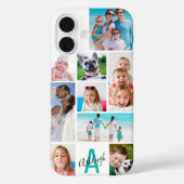 Monogram 9 Fotocollage Naam Aangepaste kleur Case-Mate iPhone Case (Achterkant)
