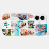 Monogram 9 Fotocollage Naam Aangepaste kleur Case-Mate iPhone Case (Achterkant (horizontaal))