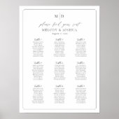 Monogram 9 tafels Vind uw zitplaatskaart Poster (Voorkant)