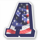 Monogram A Amerikaanse vlag A Initiaal VS Sticker (Voorkant)
