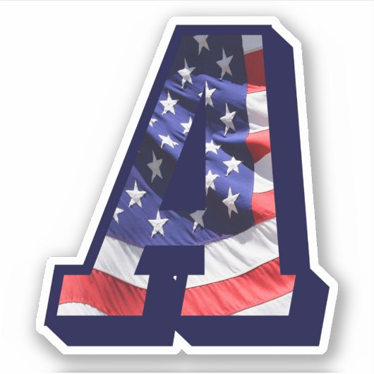 Monogram A Amerikaanse vlag A Initiaal VS Sticker (Voorkant)