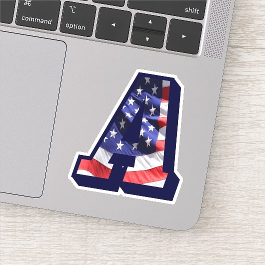 Monogram A Amerikaanse vlag A Initiaal VS Sticker (Detail)