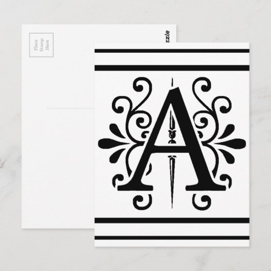 MONOGRAM A BLACK BRIEFKAART (Voorkant / Achterkant)