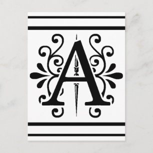 MONOGRAM A BLACK BRIEFKAART