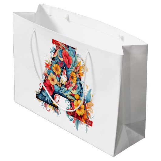 Monogram A bloei Groot Cadeauzakje (Achterkant Gekanteld)