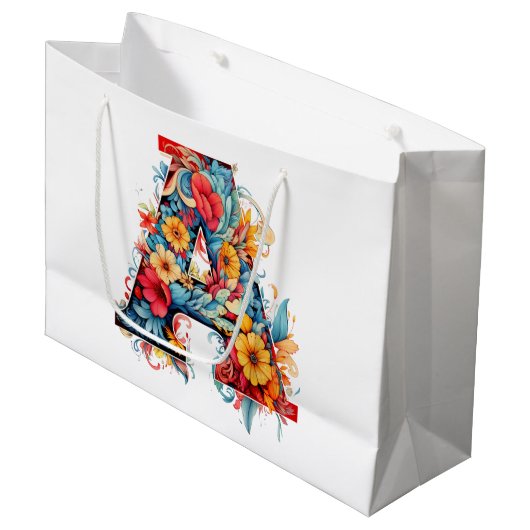 Monogram A bloei Groot Cadeauzakje (Voorkant Gekanteld)