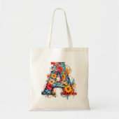 Monogram A bloei Tote Bag (Voorkant)