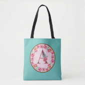 Monogram A-brief met het Afbeelding Peony Flower Tote Bag (Voorkant)
